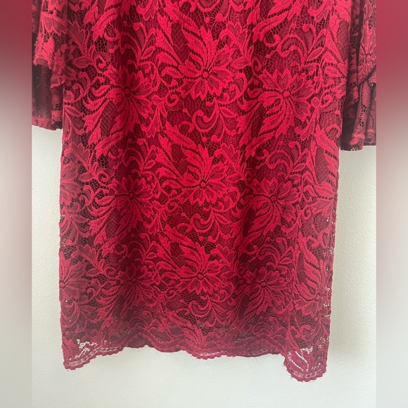 Liz Claiborne Burgundy Lace Party dress Size 14 Used Once  (0496) - Picture 5 of 13
